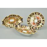 THREE ROYAL CROWN DERBY IMARI TRINKET DISHES, '2451' pattern