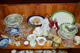A QUANITY OF CERAMICS, GLASSWARES etc, to include two Royal Worcester figures of HM Queen