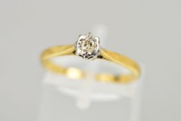 A MID 20TH CENTURY 18CT GOLD SINGLE STONE DIAMOND RING, estimated modern round brilliant cut