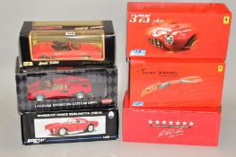 SIX BOXED DIE-CAST CARS, to include Ricko, Kyosho, Maisto etc
