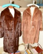 A LONG SQUIRREL FUR COAT, together with a Flank Musquash 3/4 length coat (2)