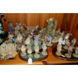 A GROUP OF ORNAMENTS, to include Royal Doulton Natures Heritage collection of six owls, with stand