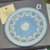 A BOXED LIMITED EDITION WEDGWOOD JASPERWARE 'THE ETRURIA COLLECTION TROPHY PLATE', in white,