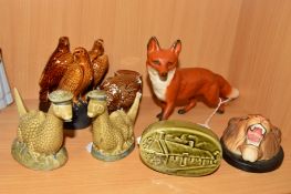 A BESWICK FOX, No 1016A, matt, a Beswick Lion's Head wall plaque, No 2933 together with eight whisky