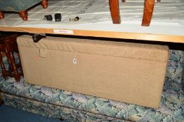 A PINE FRAMED UPHOLSTERED BLANKET CHEST