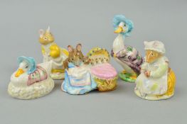 THREE BEATRIX POTTER FIGURES, to include two Beswick 'Jemima Puddleduck' and 'Hunca Munca' and Royal