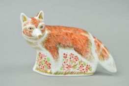 A BOXED ROYAL CROWN DERBY 'MOTHER FOX' PAPERWEIGHT, gold stopper