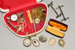 A SELECTION OF MAINLY LATE 19TH TO EARLY 20TH CENTURY ITEMS to include silver pocket watches, a