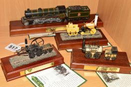 FOUR LILLIPUT LANE AGE OF STEAM SCULPTURES, 'Pen Y Darren' L2708, 'Locomotion' L2673, 'Rocket' L2677