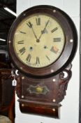 A VICTORIAN ROSEWOOD DROP DIAL WALL CLOCK, with an eight day movement (sd)