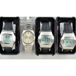 A SEIKO WATCH AND THREE REFEREE WATCHES, the gentleman's stainless steel, a Seiko automatic day date