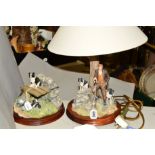 TWO BORDER FINE ARTS SCULPTURES, 'A Moment to Reflect' table lamp (Shepherd and Border Collies)