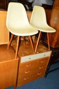 A G PLAN BRANDON OAK CHEST of four various drawers, together with two Eames style eiffel chairs (sd)