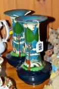 A PAIR OF FOLEY INTARSIO VASES, model No 3469, watermill landscape, printed factory marks to base,
