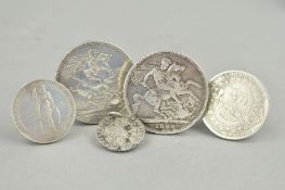 FIVE COINS to include three Victorian widow head coins for 1888, 1889 and 1900, an Edward VII 1903