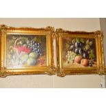 A WILSON (20TH CENTURY), a pair of oil on board still life paintings of fruit, signed bottom