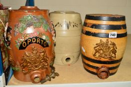 A DOULTON LAMBETH STONEWARE KEG designed as a Beer Casket, decorated with a crest, approximate