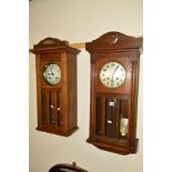 TWO 20TH CENTURY OAK WALL CLOCKS