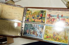 A FOLDER OF POSTCARDS AND GREETINGS CARDS to include humorous, travel etc