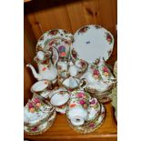 ROYAL ALBERT 'OLD COUNTRY ROSES' TEAWARES AND PLATES, to include teapot, cups, saucers, teapot lids,