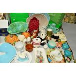 A GROUP OF BESWICK ITEMS, to include vases, character jugs, candle holders, novelty teapots,