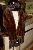 TWO FUR STOLES, one mink with detachable mink tails (rips to lining) and one squirrel (2)