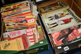 TWO BOXES OF BOXING MAGAZINES, together with two boxes of empty suspension files, ring binders,