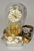 A QUARTZ ANNIVERSARY CLOCK, gent's wristwatches and cufflinks