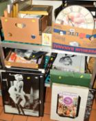 FOUR BOXED PICTURES, BOOKS etc, to include Marilyn Monroe memorabilia (books, pictures, videos) etc
