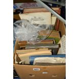 A BOX OF PHOTOGRAPHS AND EPHEMERA to include loose cigarette cards, photos of Dogs, scrap book etc