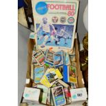 A QUANTITY OF TOP TRUMPS CARDS AND A PANINI'S FOOTBALL 80 STICKER BOOK to include 'British Soccer