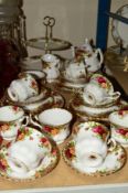 ROYAL ALBERT 'OLD COUNTRY ROSES' TEAWARES to include two tiered cake stand, teapot, etc (some