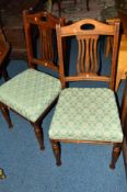 A SET OF FOUR OAK DINING CHAIRS and an oak corner chair (5)