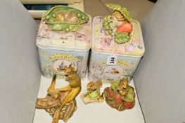 FIVE BORDER FINE ARTS SCULPTURES, to include three Beatrix Potter, 'Timmy Willie and the Strawberry'