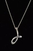 A TIFFANY & CO ELSA PERETTI LETTER J PENDANT, the letter J suspended from a fine belcher link