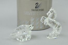 TWO BOXED SWARVOSKI CRYSTALS, Rearing Horse and Mother Seal and Pup (one flipper missing) (2)