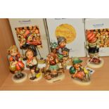 SEVEN HUMMEL FIGURES, 'March Winds' HUM43 (boxed), 'Ride into Christmas' HUM396 (boxed), 'Skier'