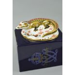 A BOXED ROYAL CROWN DERBY PAPERWEIGHT, 'Crocodile' an exclusive gold signature edition for The Guild