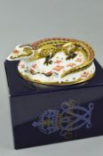 A BOXED ROYAL CROWN DERBY PAPERWEIGHT, 'Crocodile' an exclusive gold signature edition for The Guild