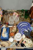 TWO BOXES OF CERAMICS, GLASSWARES, etc to include Beswick Double Diamond Advertising wall plaque, '