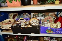 FIVE BOXES AND LOOSE CERAMIC ITEMS to include Royal Doulton, Wedgwood Queensware, tea wares and