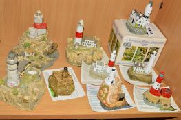 NINE LILLIPUT LANE SCULPTURES OF LIGHTHOUSES, to include six from lighthouse collection, 'Cloch