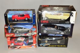 SIX BOXED DIE-CAST CARS, to include 'Scarface', '007 Goldfinger', 'Smokey and the Bandit' etc