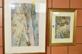 MICHAEL CRAWLEY (BRITISH CONTEMPORARY), two watercolour paintings, signed by the Derbyshire