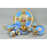 AN AUSTRIAN PORCELAIN TEASET, handpainted classical scenes and signed Forst, comprising teapot, milk