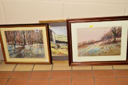 MICHAEL CRAWLEY (CONTEMPORARY), three watercolour paintings of countryside scenes, two are of