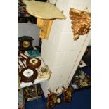 A GROUP OF BAROMETERS, WALL SCONCES, TILES etc (12)