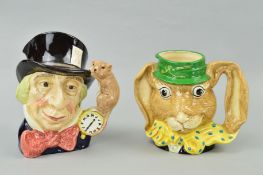 TWO ROYAL DOULTON CHARACTER JUGS, 'The March Hare' D6776 and 'Mad Hatter' D6598 (2)