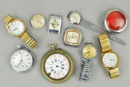 A SELECTION OF WATCHES to include two pocket watches, a pocket watch case, four wrist watches
