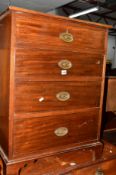 A GEORGIAN MAHOGANY CHEST OF FOUR LONG DRAWERS, approximate width 66cm x depth 53cm x height 88cm,